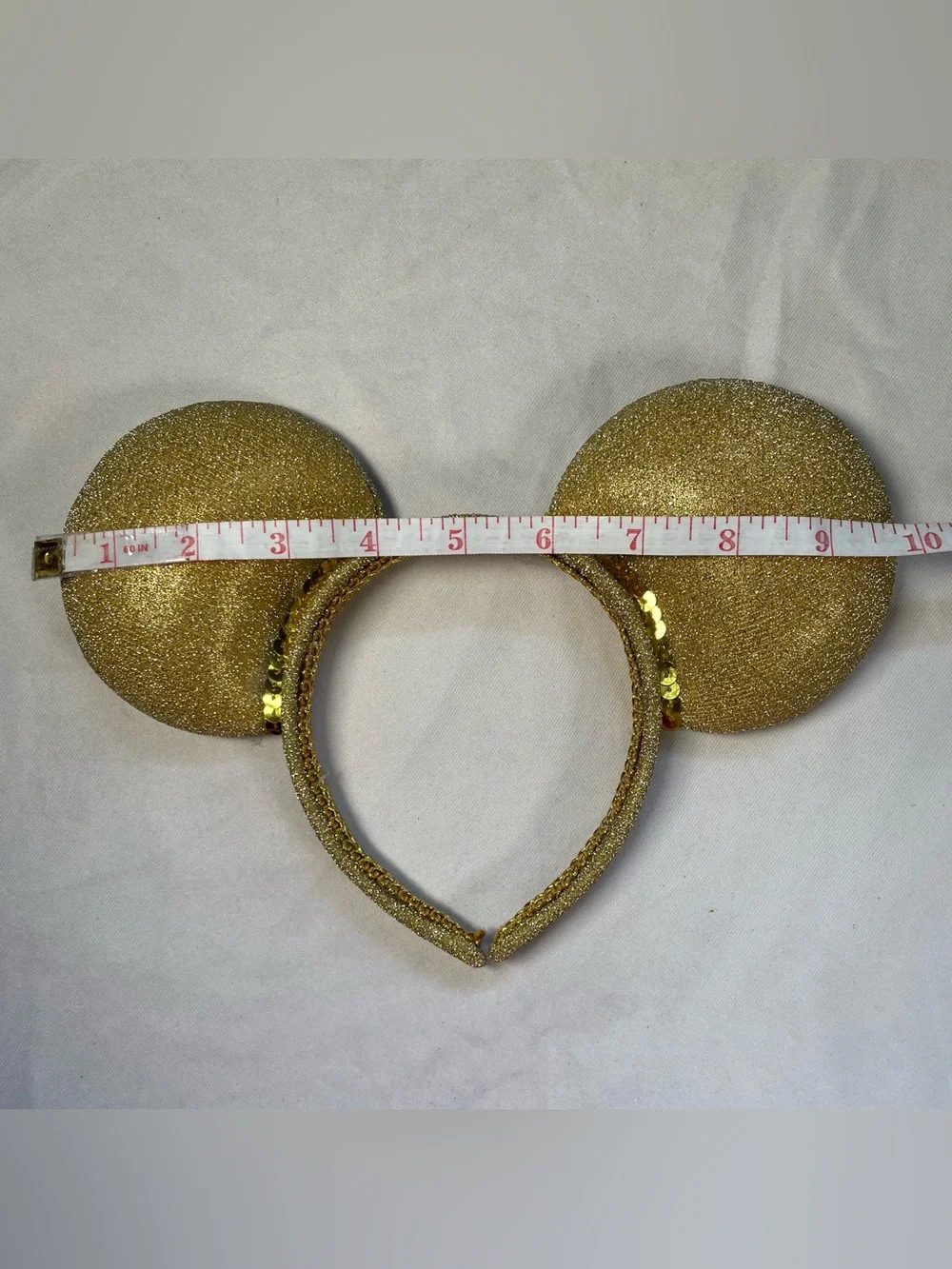 Disney Minnie / Mickey Mouse Ears Headband Gold Glitter Sequins Handmade Unique